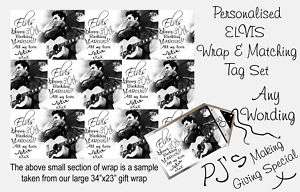 Personalised Wrapping Gift Paper & Tag Elvis Presley  