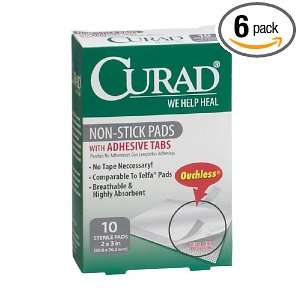  Curad Non Stick Pads, 2 X 3 Inches, 10 Count (Pack of 6 
