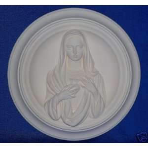  Immaculate Heart of Mary   6 1/2 white resin plaque 