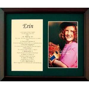  10 First Name with Photo Matted & Framed Print   Green Matt Baby