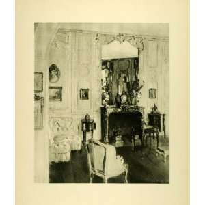  1920 Photogravure Yellow Sofa Chateau du Breau France 