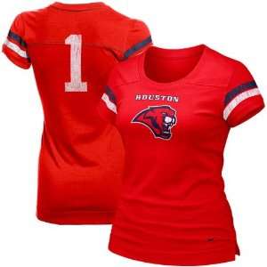 Nike Houston Cougars Ladies #1 Red Replica Football T shirt  