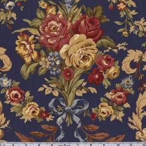  45 Wide Back Home Again Large Floral Navy Fabric By The 