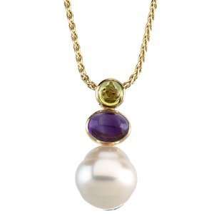   05.00Mm/08.00X06.00Mm South Sea Cultured Pearl, Genuine Peridot And