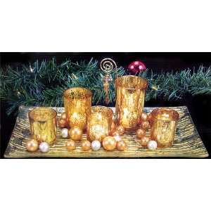  9 Piece Gold Toned Glass Christmas Votive Candle Garden 