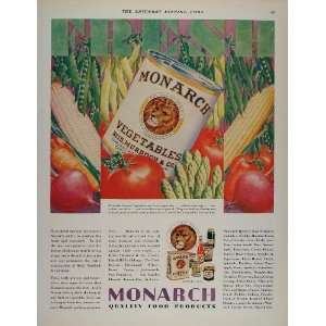 1928 Ad Monarch Food Canned Vegetables Reid Murdoch   Original Print 