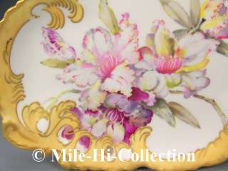 LIMOGES PAIRPOINT HAND PAINTED ORCHIDS CHARGER TRAY  