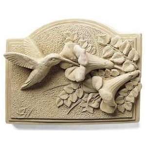 Hand Cast Stone Hummingbird Plaque   Concrete Bird, Trumpet Vine 