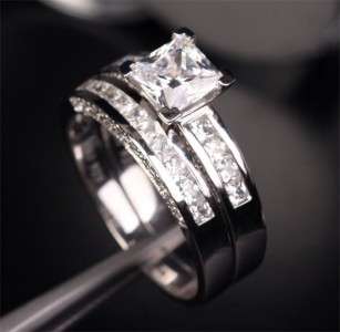 53ct Princess Cut Engagement Wedding Ring Set Size 8  