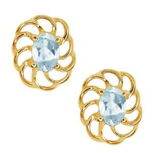  0.86 Ct Oval Sky Blue Aquamarine Gold Plated Sterling 