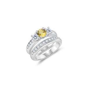  0.87 Cts Diamond & 0.29 Cts Yellow Sapphire Engagement 