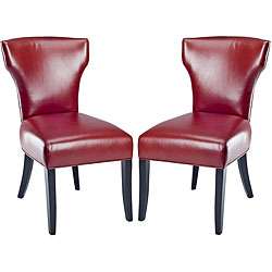 Matty Top grain Red Leather Side Chairs (Set of 2)  