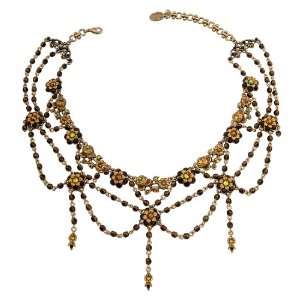 Victorian Elegance Michal Negrin Majestic Necklace with Hand Painted 