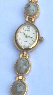 New LUCH Gold Pl Opal Quartz Bracelet Watch  