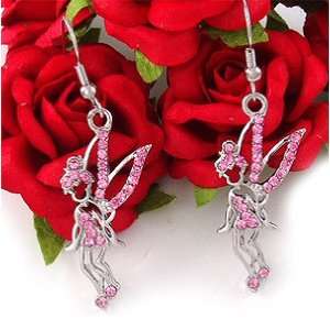  Cute Pink Fairy Tinkerbell Dangle Earrings e391 