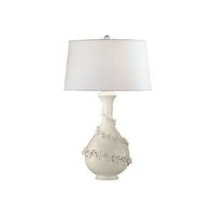   Lamp in Lily Glazed Ceramic with Translucent White Mont Blanc Shade