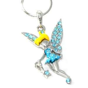 Beautiful Blue Crystal & Enamel Dress Tinkerbell Fairy with Star Charm 