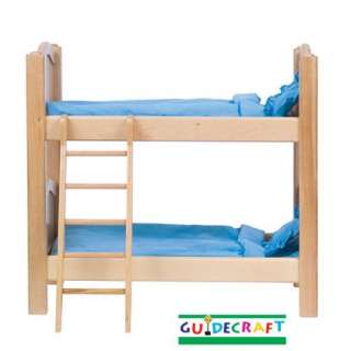 New Wooden Kids Toy Baby Doll Wood Bunk Bed   Natural  