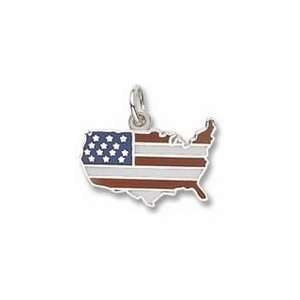  USA Map Colored Charm   10k Yellow Gold Jewelry