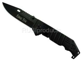 EDGE TEK Spring Assisted Knife Black Tactical Pocket Knives 