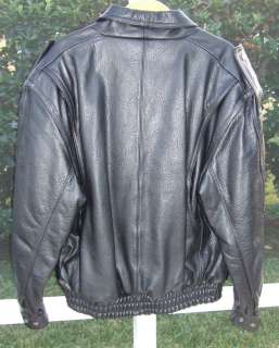 TIGER EXPRESS MENS HEAVY BLACK LEATHER BOMBER MOTORCYCLE JACKET X 