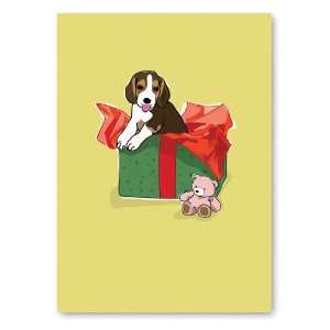   Pup in gift box   Birthday Greeting Cards   6 cards