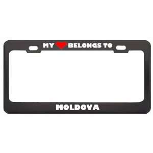 My Heart Belongs To Moldova Country Flag Metal License Plate Frame 