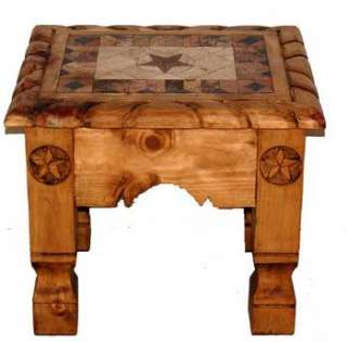 Honey Rustic Marble Top End Table  