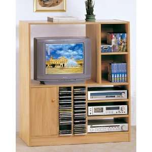    New Wooden Tv Entertainment Center W. Cd Slots