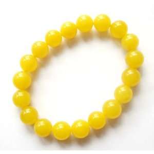  10mm Yellow Stone Beads Yoga Meditation Wrist Japa Mala 