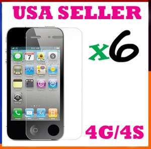 6X Clear LCD Screen Protector Cover for Apple iPhone 4S 4G 4  