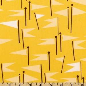  44 Wide Castle Peeps Castle Flags Yellow Fabric By The 