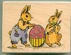 STAMPABILITIES rubber stamp FRED & ELOISE PAINTING Easter Egg Bunny
