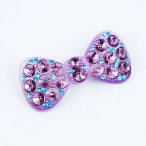  Light purple bow hair pin with crystal 