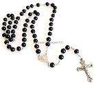 mans black wooden rosary necklace beaded chain crucifix $ 6 00 20 % 