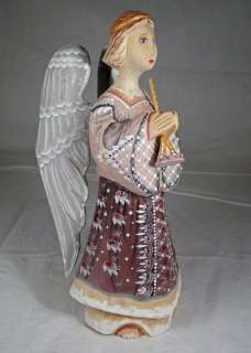   Russian Art Wood Trumpet Angel Figurine Christmas Studio Kikin  