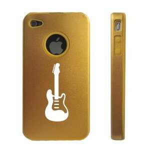 Apple iPhone 4 4S 4G Gold D1938 Aluminum & Silicone Case Cover Guitar 