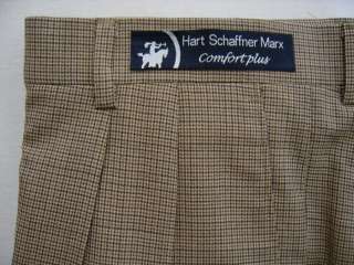 Hart Schaffner Marx Mens Dress Pants 36 Comfort 100% Wool Pleated 
