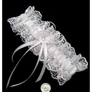  White Bridal Garter ~ Romantic Lace and Satin Everything 