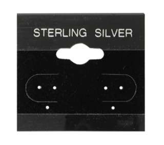 100 Sterling Silver Earring Hanging Card 1.5x1.5 BK Pad  