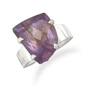  Freeform Nugget Faceted Amethyst Ring Sterling Silver 