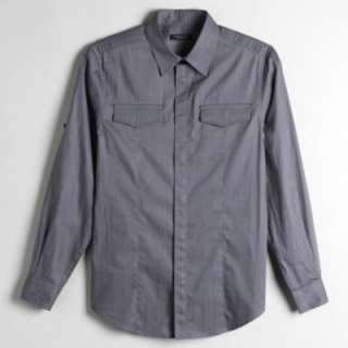   Fine Pattern Long Sleeve Easy Care Shirt, X Large, Light Blue/White