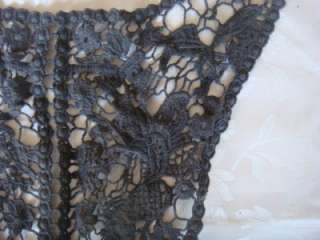 Dark Gray crochet embroidered floral front or back applique