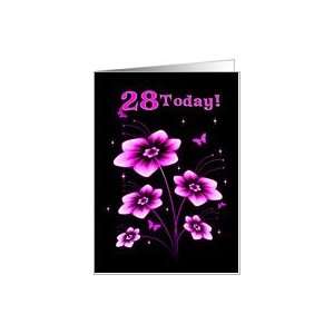  28th Birthday with Flowers and butterflies Card Toys 