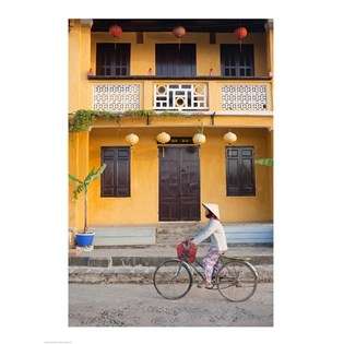 None Person riding a bicycle in front of a cafe, Hoi An, Vietnam (18 x 