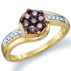 ApexJewels Chocolate Brown Diamond Ring Solitaire Cluster 10k 