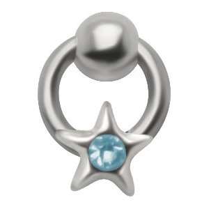   Tiny CZ Star Loop Dangle   925 Sterling Silver Nose Ring   Twist