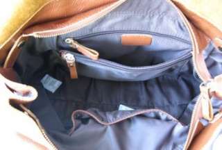 TOP real soft leather handbag tote shoulder bag BROWN  