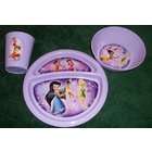   Fairies 3 Piece Purple Set of Plastic Dinnerware/Plate/Glass/Bowl