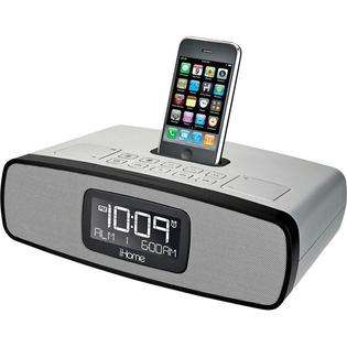 OEM Silver Dual Alarm Clock Radio Am Fm Radio Ipod Iphone Dock at 